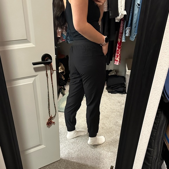 women's Black FREEx™ Lined Zamora™ - Petite Jogger Scrub Pants - Picture 2 of 5